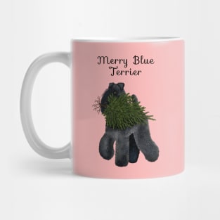 Merry Blue Terrier (Pink Background) Mug